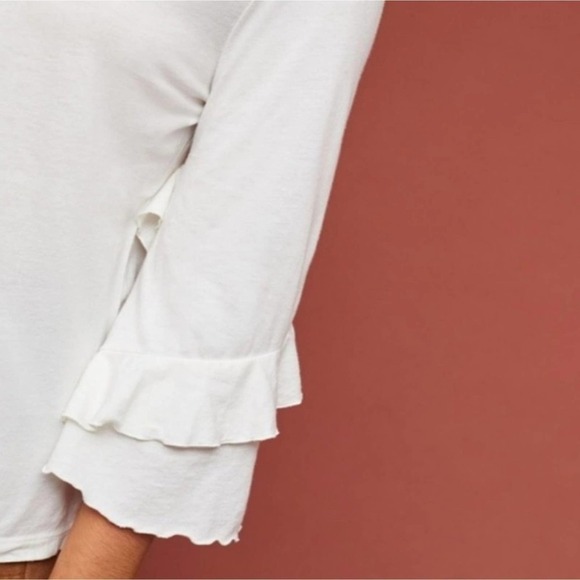 Anthropologie T.La Chelsea Ruffle White Top NWT Size Medium - Picture 5 of 8